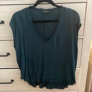 Dark green v neck blouse